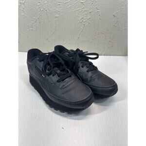 Reebok Classic Renaissance Sneakers Shoes‎ Black Faux Leather Womens Size 8.5